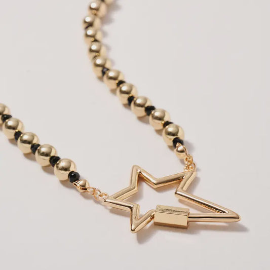 Gold Star Beaded Necklace