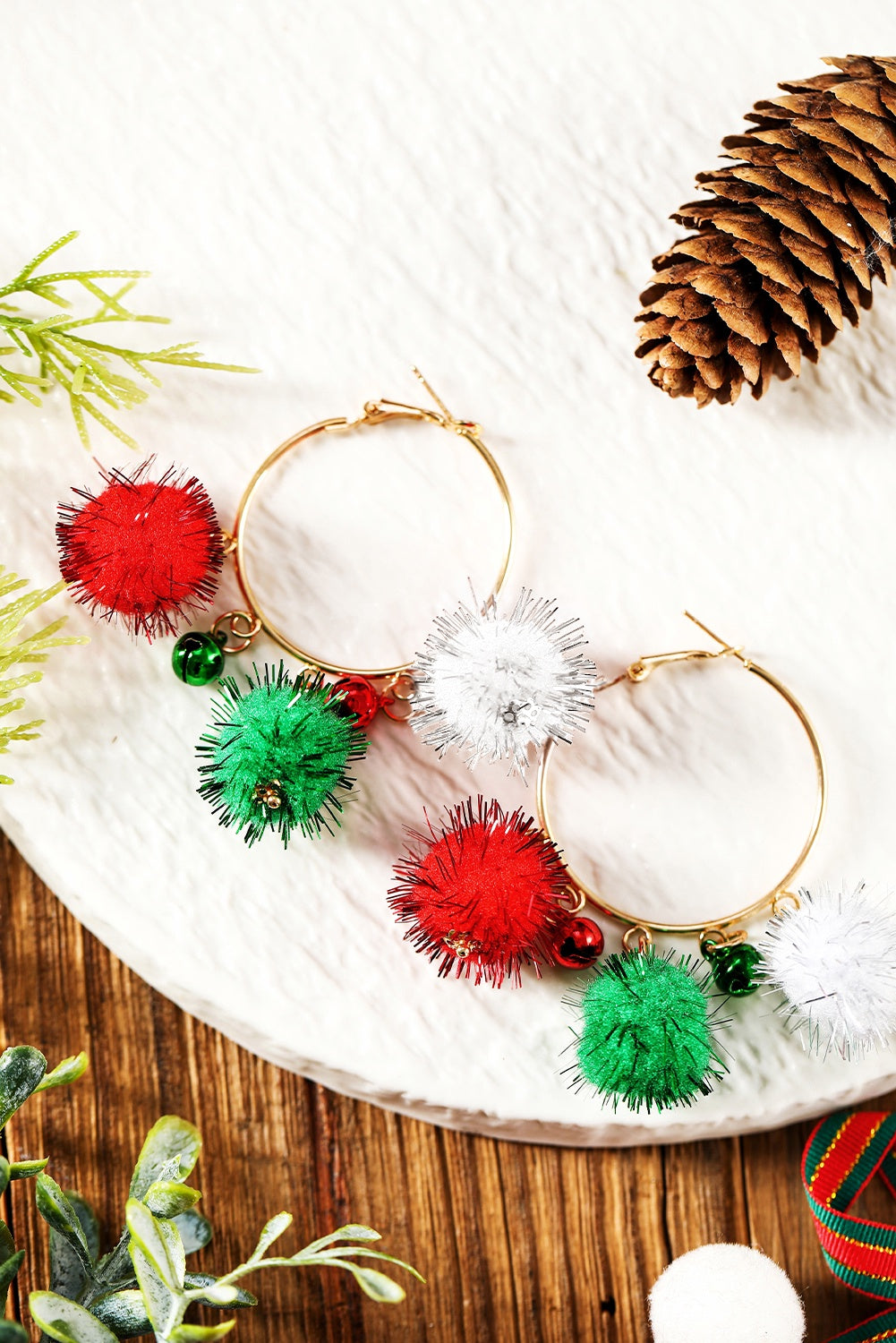 Glitter Puff Ball Hoop Earrings