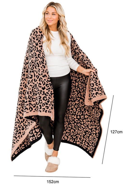 Brown Leopard Print Fleece Blanket