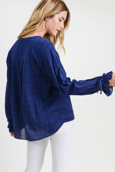 Blue/ Black Plaid blouse