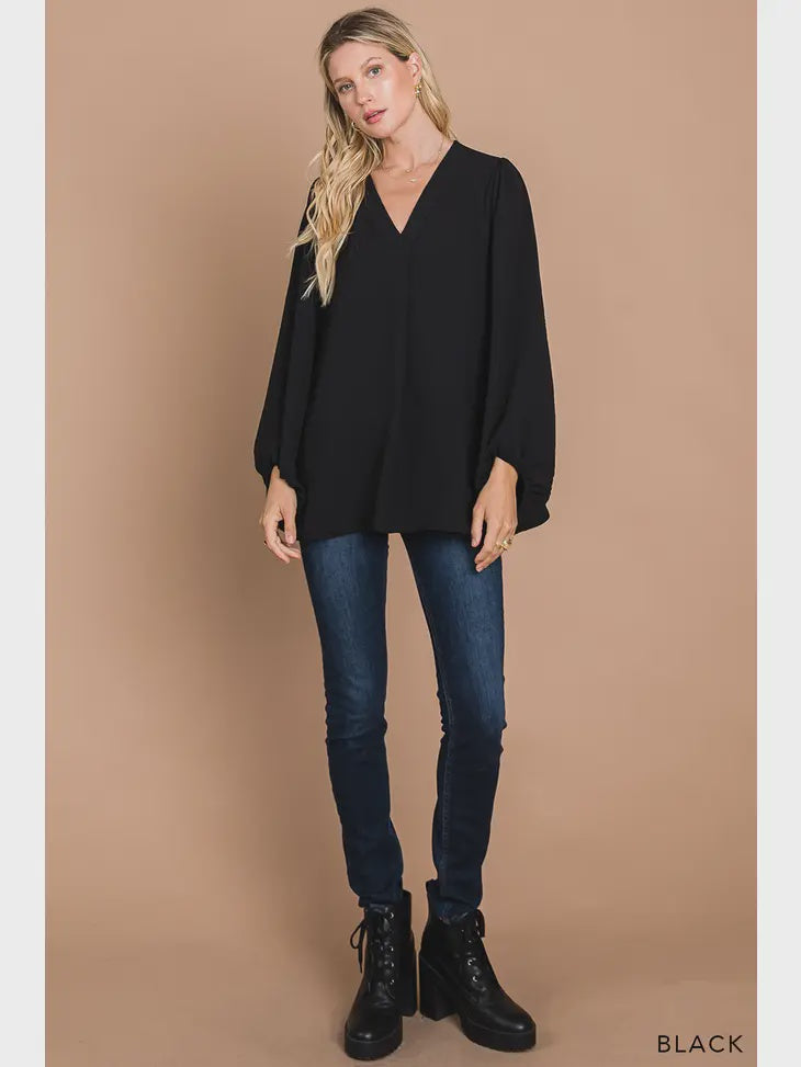 Black Elastic sleeve blouse