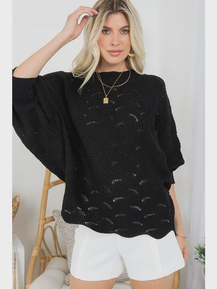 Boatneck Scalloped Sweater