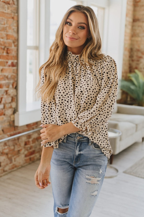 Cream Polka dot Blouse