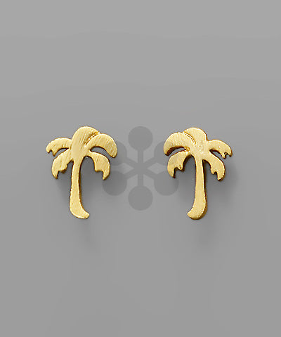 Small Palm Tree Stud Earrings