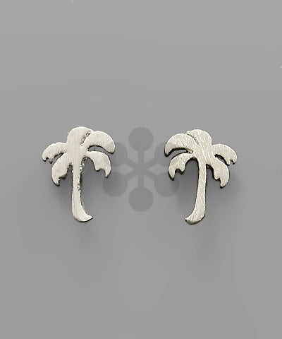 Small Palm Tree Stud Earrings