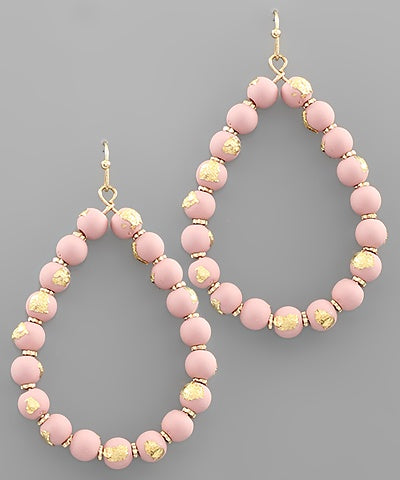 Bead Raindrop w/ Gold Flakes Earrings