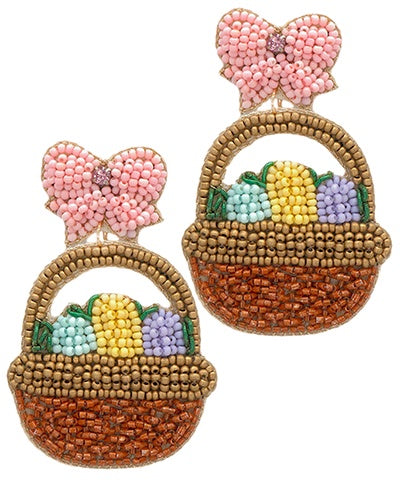 Beaded Easter Basket Earrings