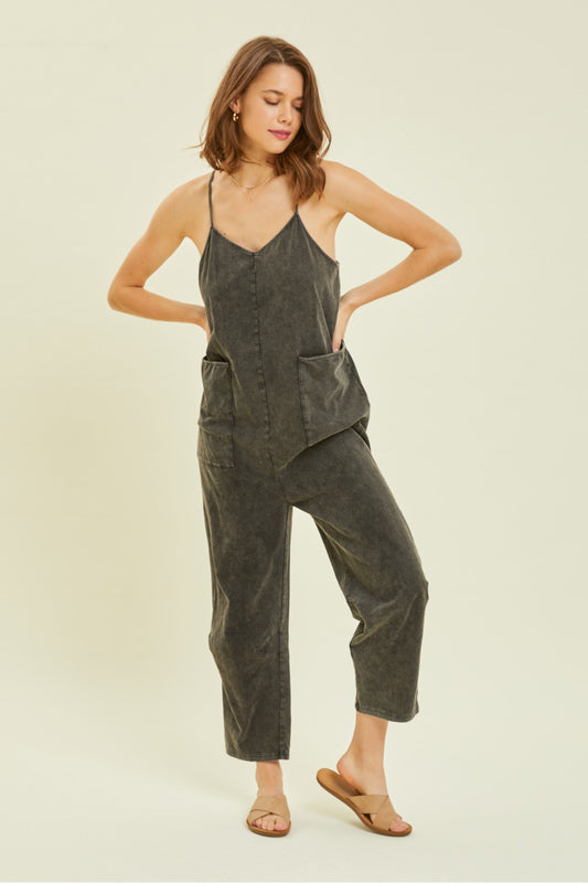 Mineral Washed Oversized Jumpsuit w/ Pockets