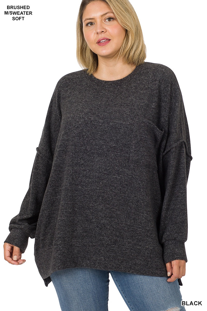 Dark Charcoal Oversized Sweater w/ Pocket