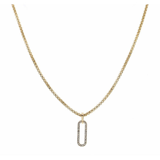 Gold Box Chain w/ Crystal Paperclip Charm