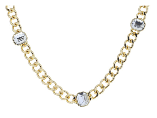 Gold Chain w/ Crystal Stations Necklace