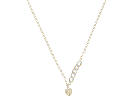 Crystal Embellished Chain Portion w/ Dangle Heart Necklace