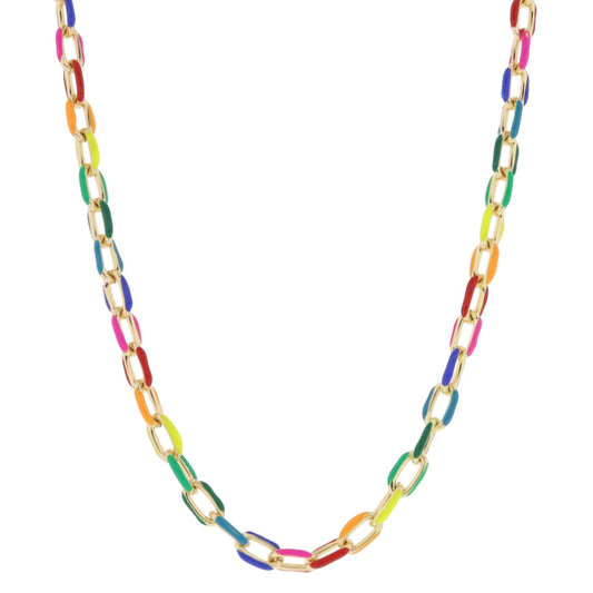 Neon Color Enamel Chain Necklace