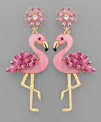 Pink Flamingo Jewel Dangle Earrings