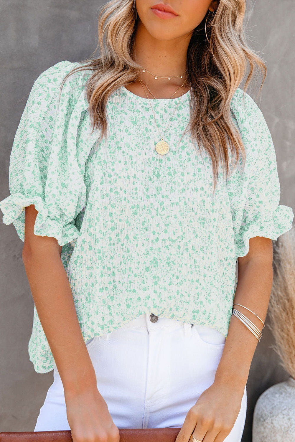 Floral Smocked Puff Sleeve Blouse