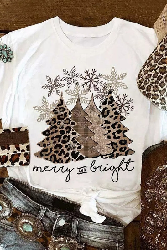 White Leopard Christmas Trees T-Shirt