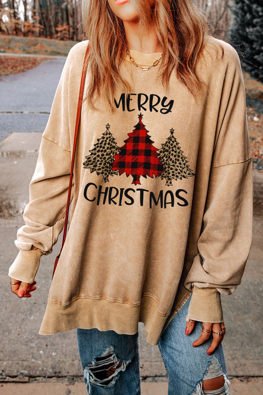 Tan Merry Christmas Tree Sweatshirt
