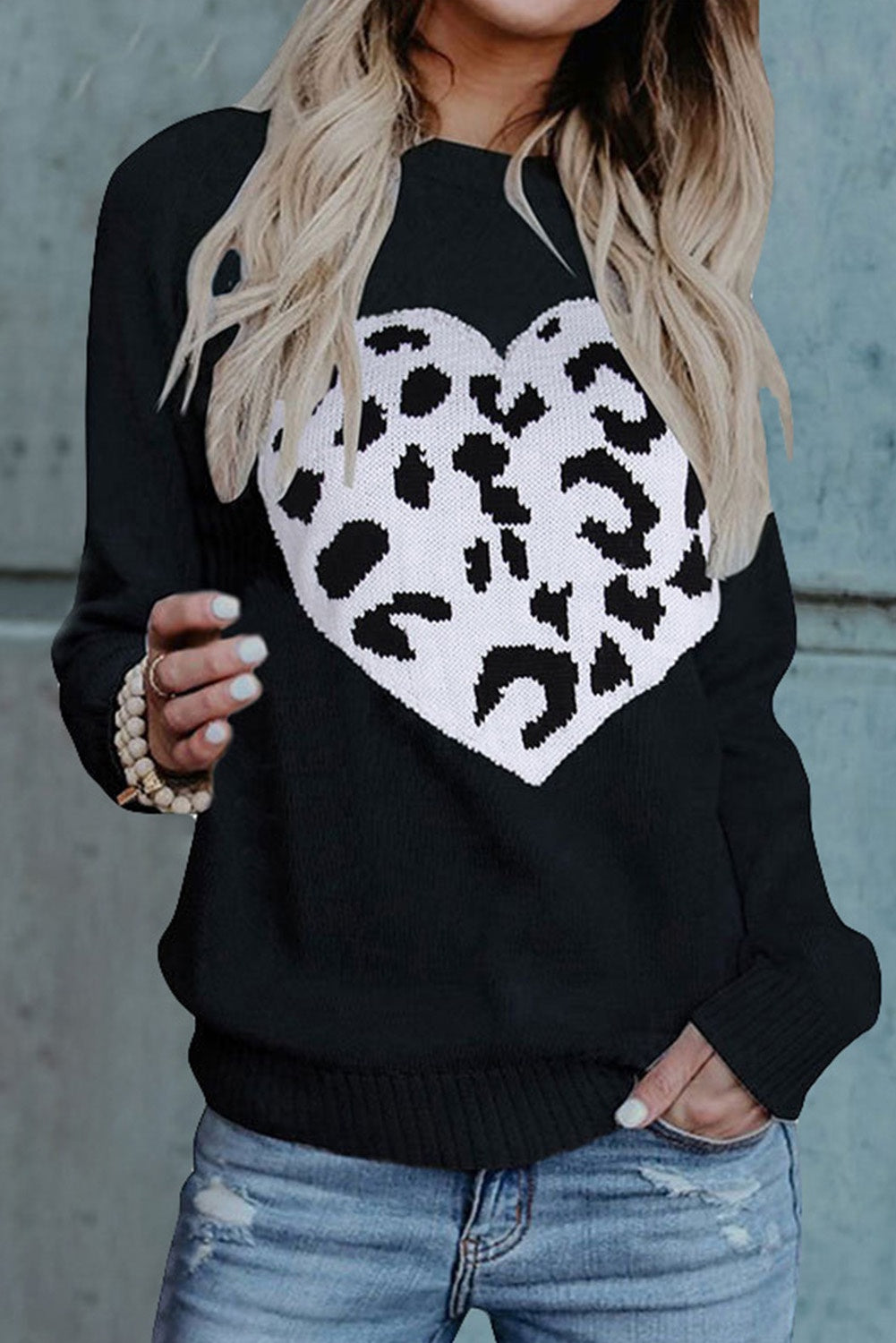 Black sweater white heart