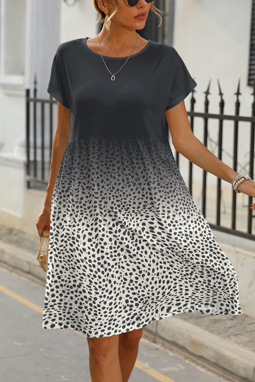 Leopard Print Ombre T-Shirt Dress