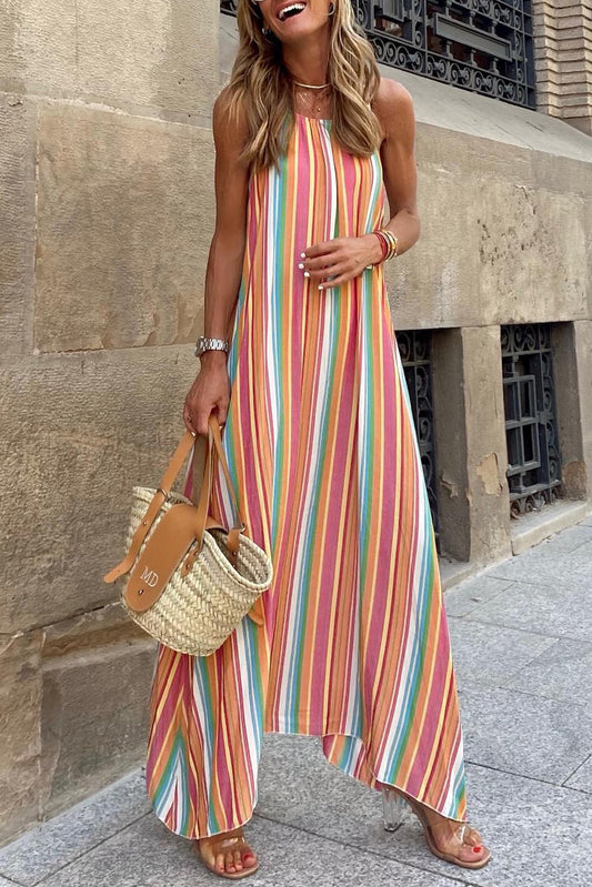 Vertical Stripes Multi-Color Dress