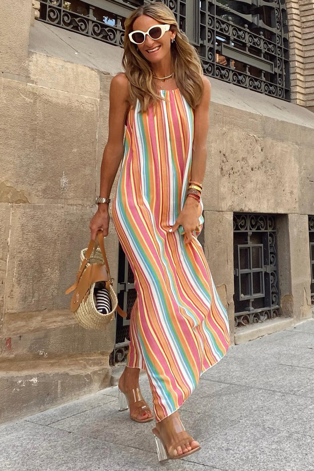 Vertical Stripes Multi-Color Dress