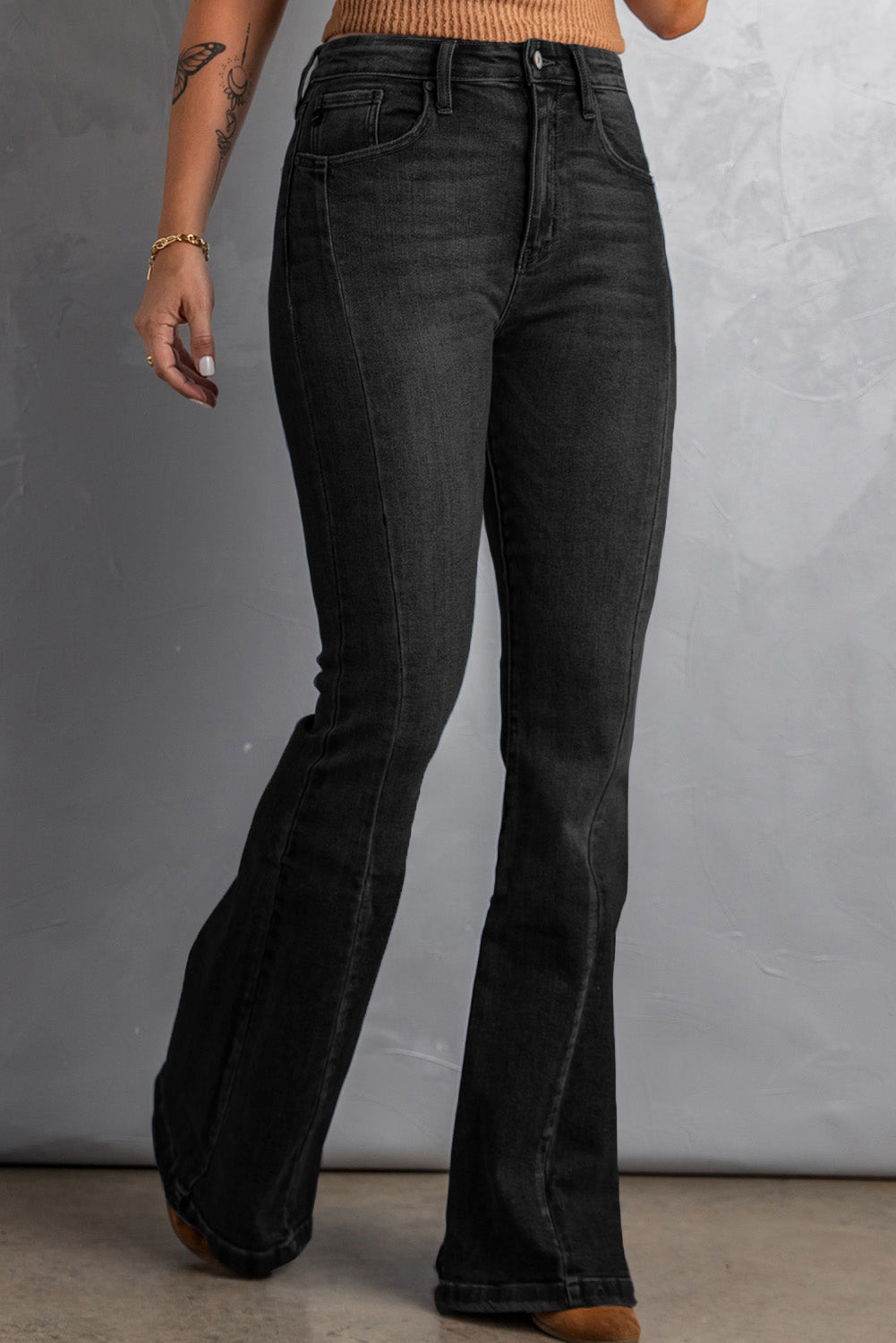 Faded Black Flare Jeans