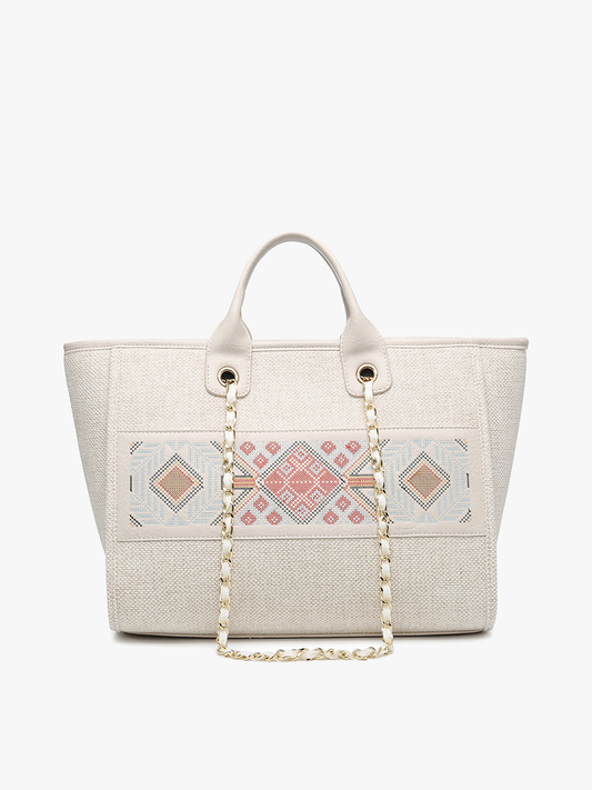 Aztec Print Tote Bag - Pink/Cream
