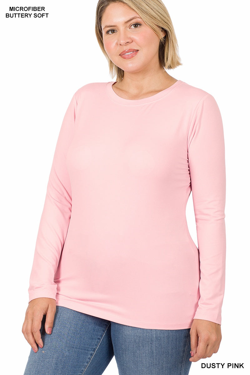 Microfiber Long Sleeve Crew Neck Shirt