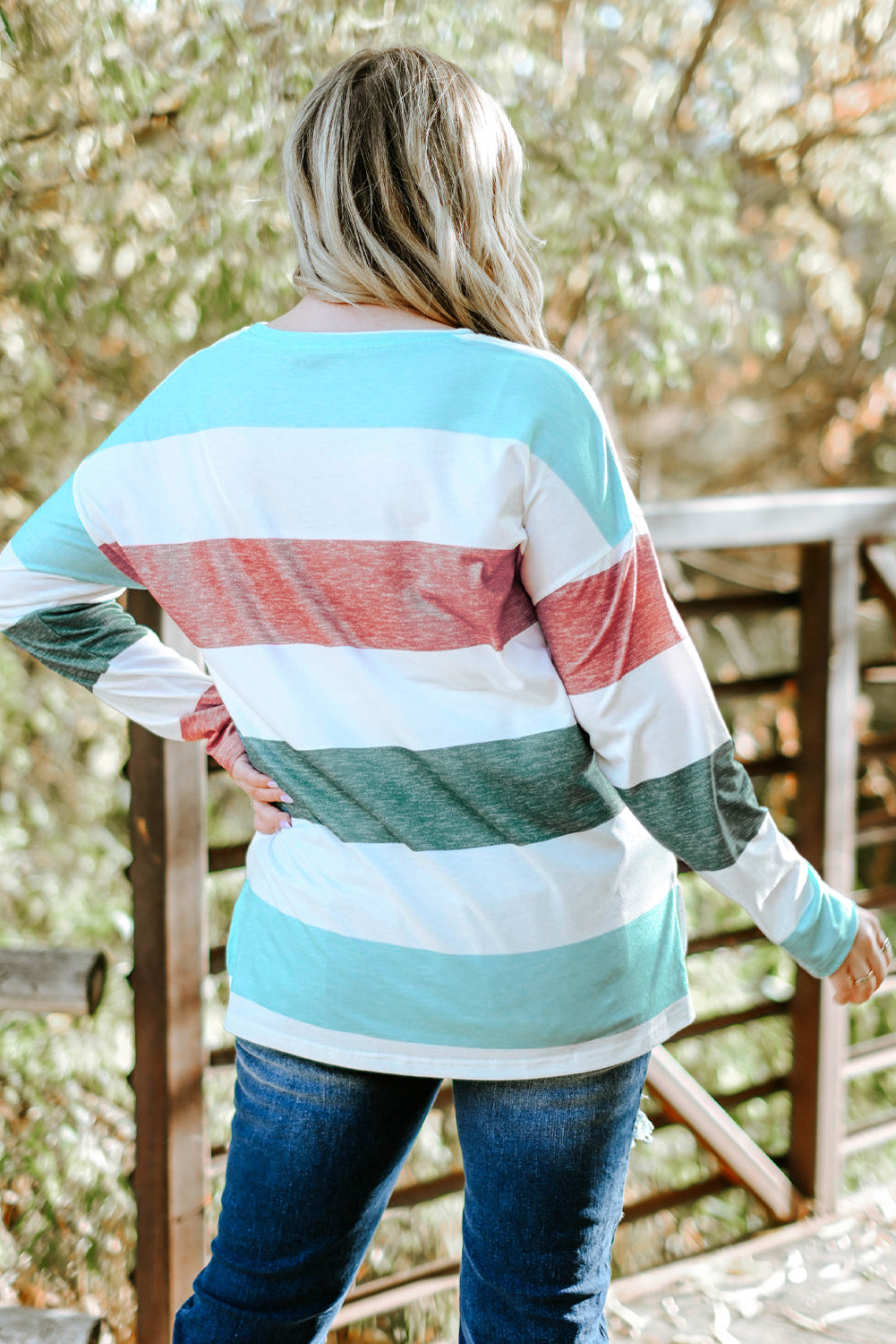 Striped color blocked plus Pull over top