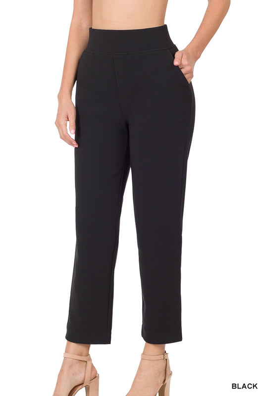 Pull-On Straight Ankle Cut Dress Pants
