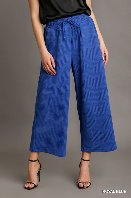 Quilted Straight Leg Tie Waist Pants