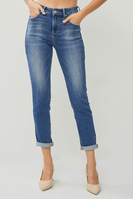 High Rise Roll Up Relaxed Skinny Jean