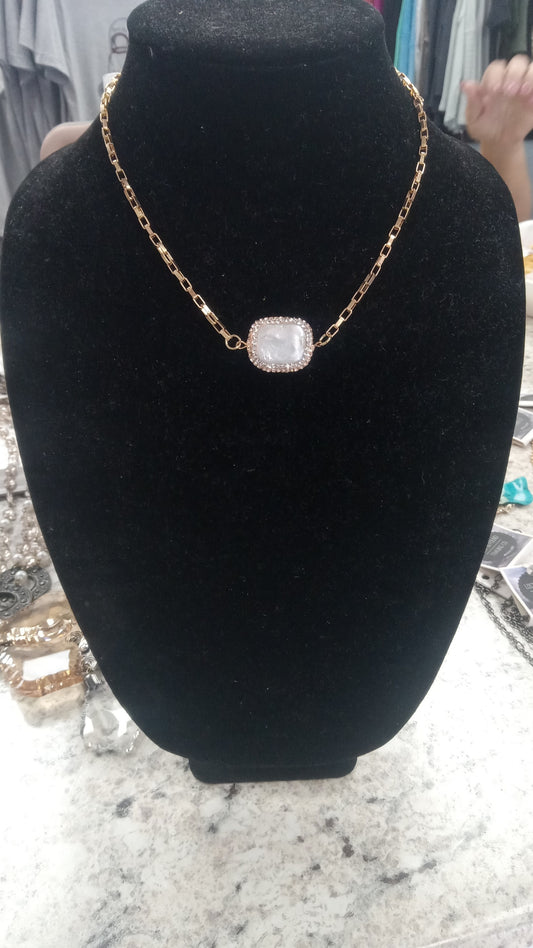 Opal Stone Gold Chain Necklace