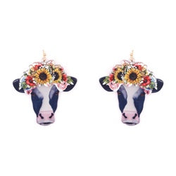 Cow Floral Earring