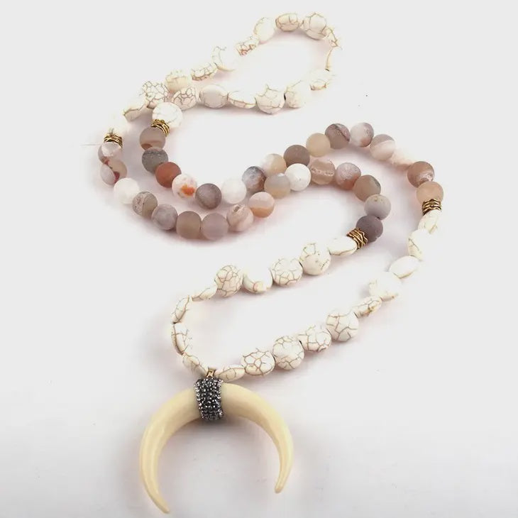 Natural Stone Horn Necklace