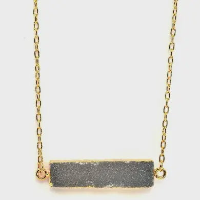 Natural Druzy Stone Bar Necklace