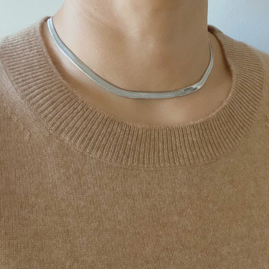 Simply Herringbone Silver Necklace