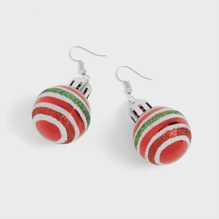 Striped Christmas Ornament Earring