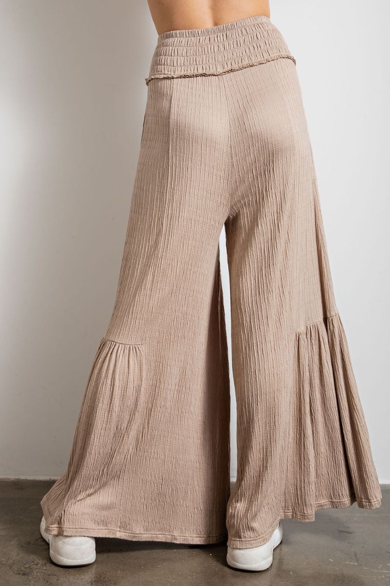 Textured Linen Knit Ruffle Pants