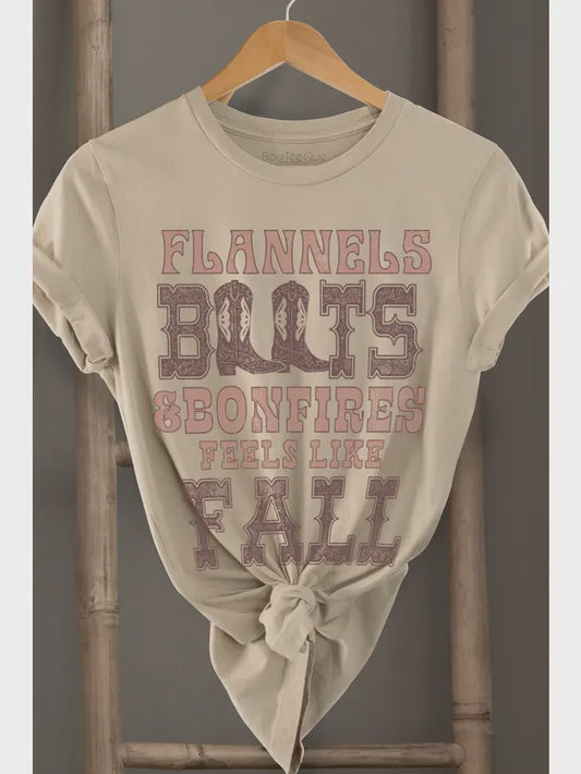 Flannels Boots and Bonfires Graphic Tee
