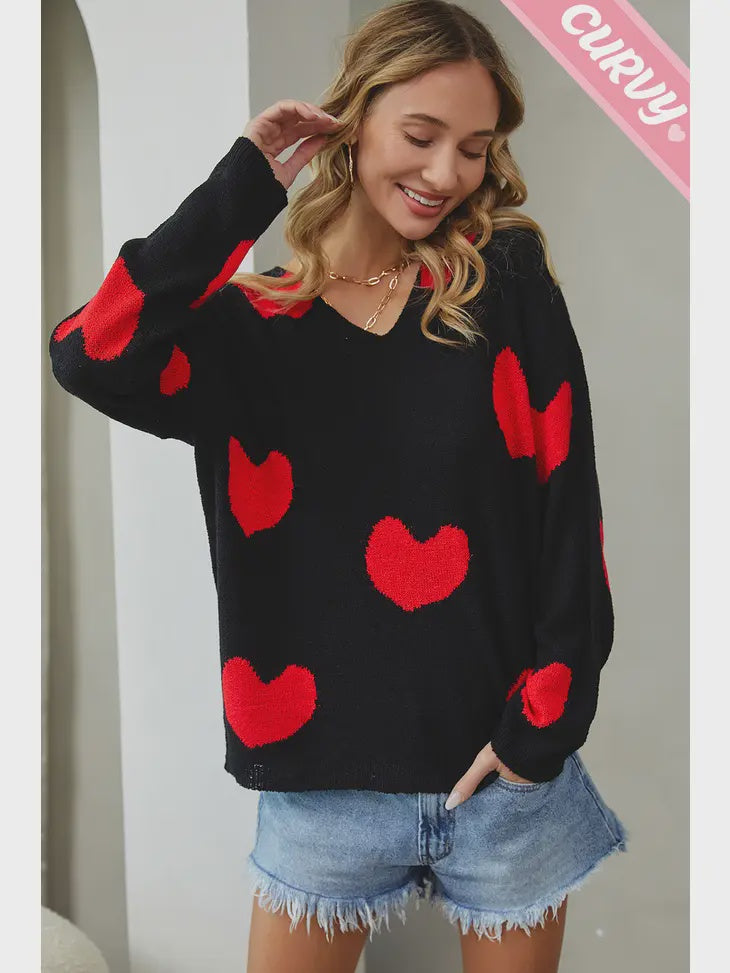 Red / Black Heart Sweater