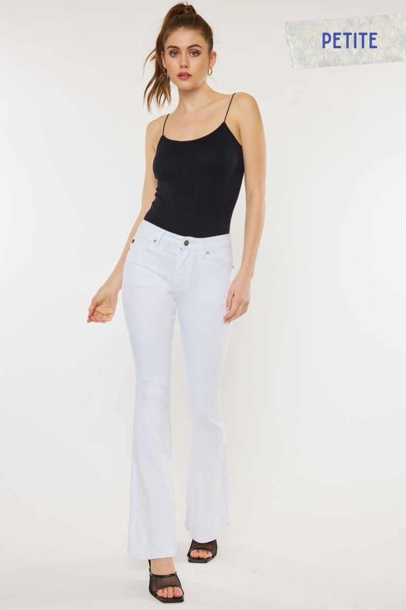White Petite Mid-Rise Flare Jeans
