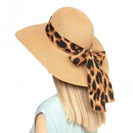 Leopard Bow Summer Floppy Hat