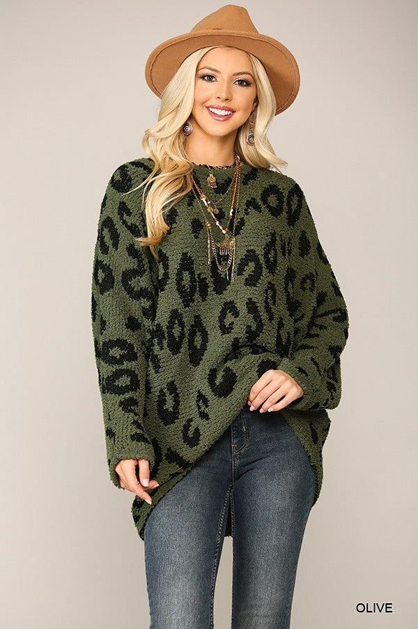 Soft Animal Print Oversized Sweater